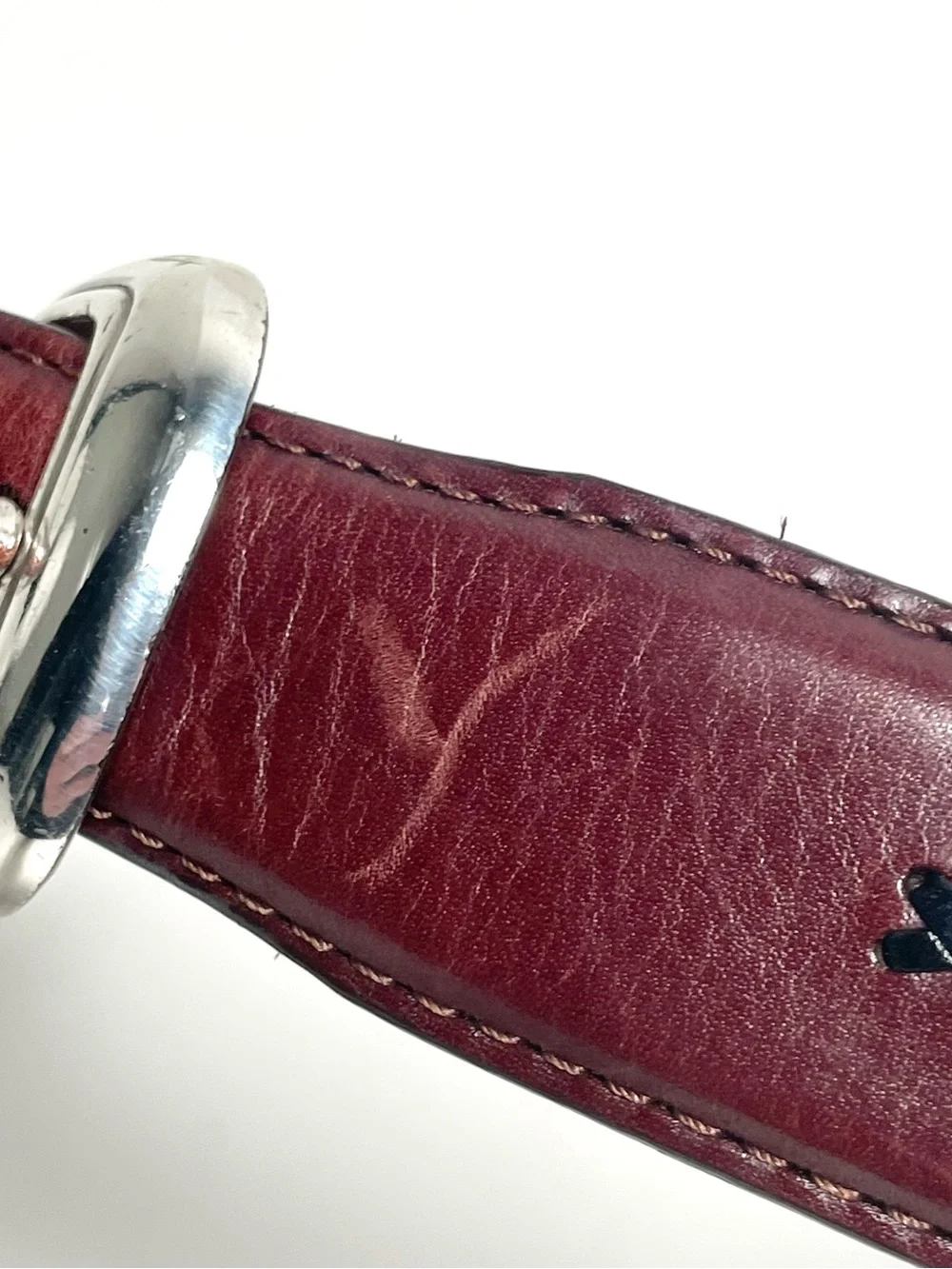 Onyx By Brighton Golf Belt Brown Leather Black Trim Silver Hardware Vintage Y2K